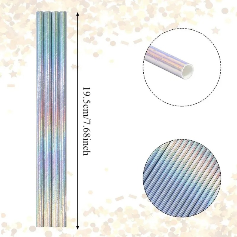 25/50/100PCS Silver Laser Pape - Paper Straw Color recension och pris