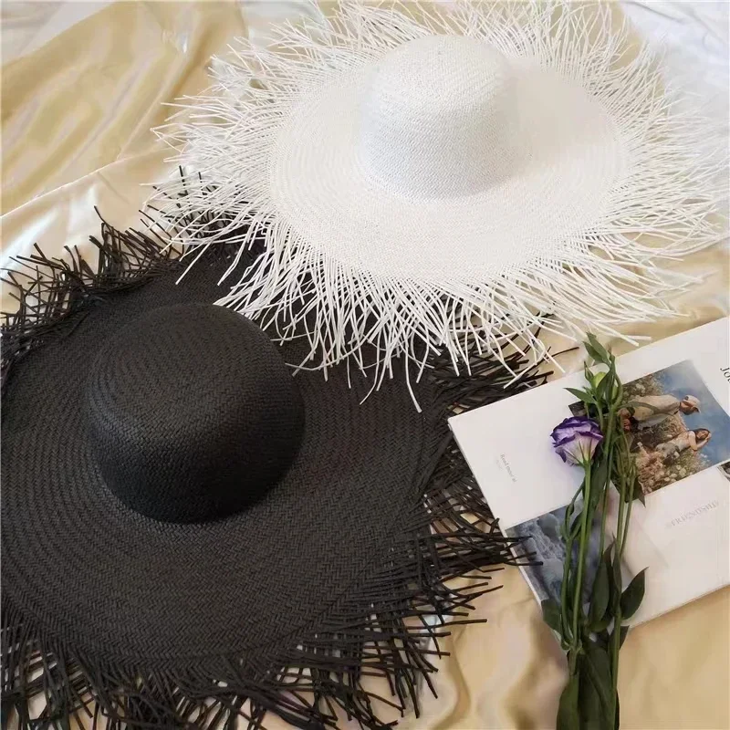 New Summer Wide-brimmed Solid  - Paper Straw Color recension och pris