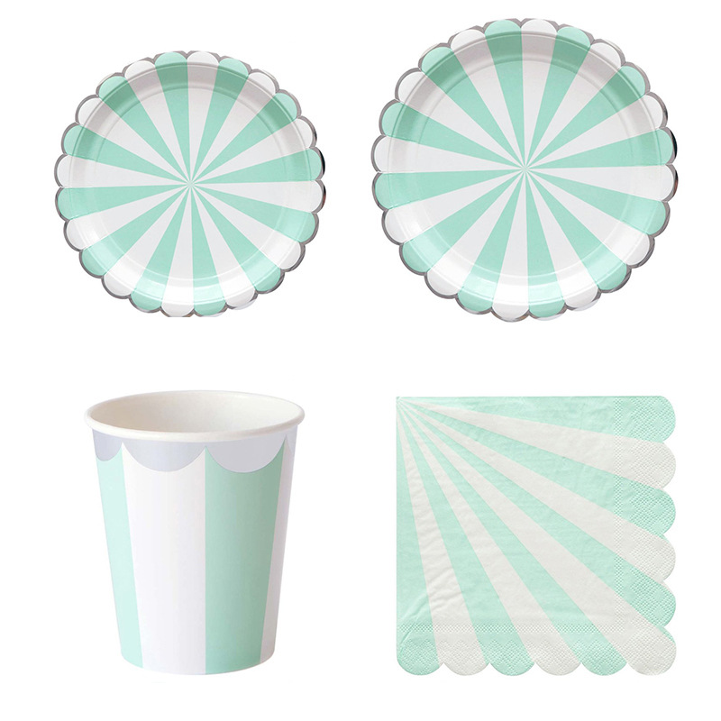 Striped Disposable Tableware P - Paper Straw Color recension och pris
