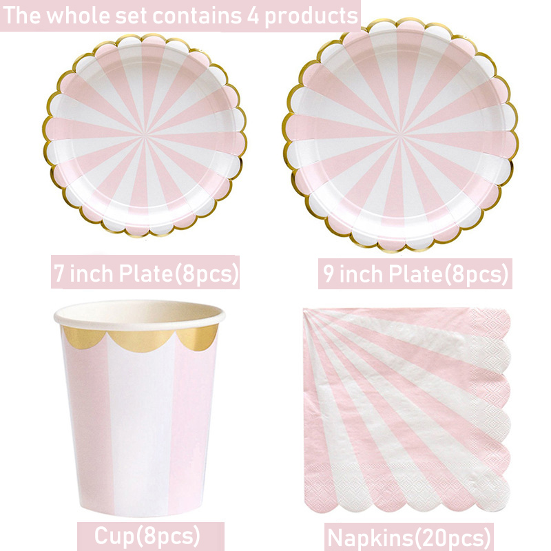 Striped Disposable Tableware P - Paper Straw Color recension och pris